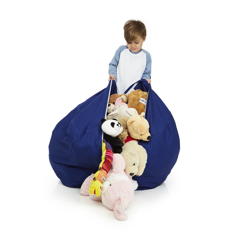 Delmach Bean Bag Chair Cover | Stuffed Animal Storage | 38" Width Extra Large | 100% Cotton Canvas | Double Stitched | Durable Zipper | Fill With Anything Soft | Beans not included - Image 2